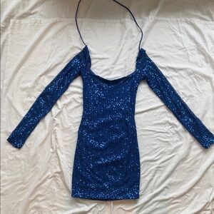 Elegant Blue Sequin Dress